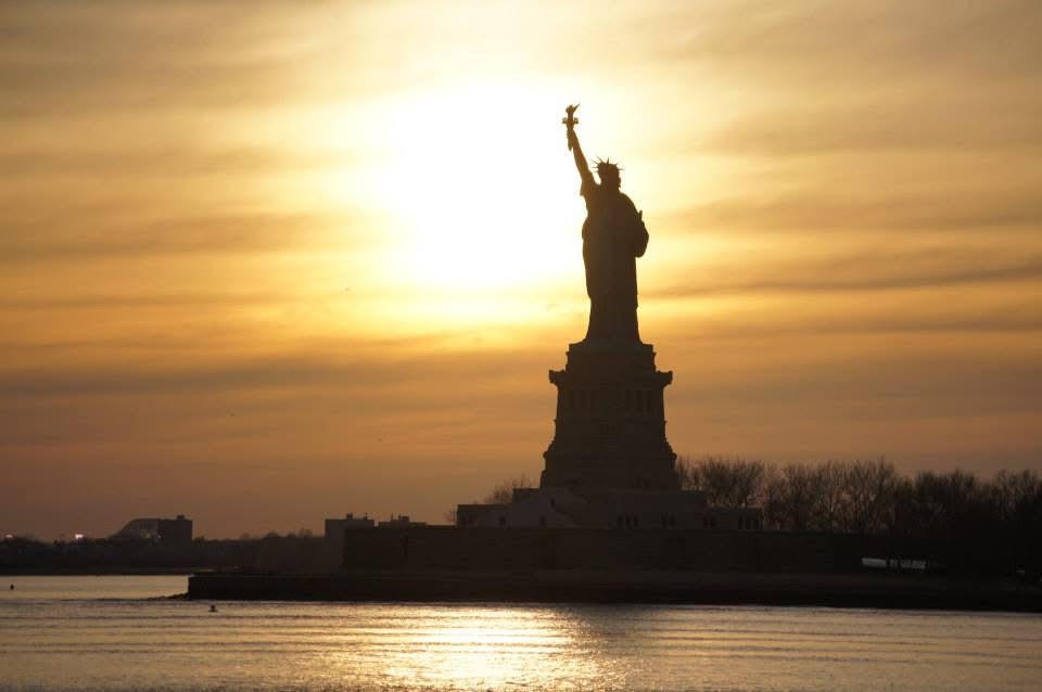 Statue of Liberty at sunset